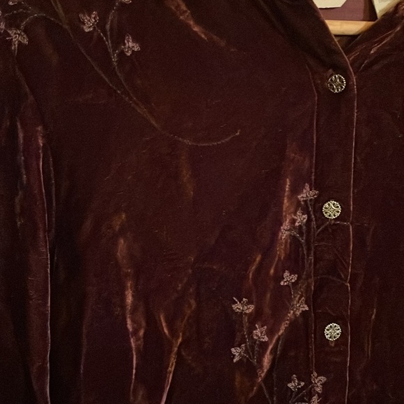 Vintage crushed velvet button up - Picture 4 of 5